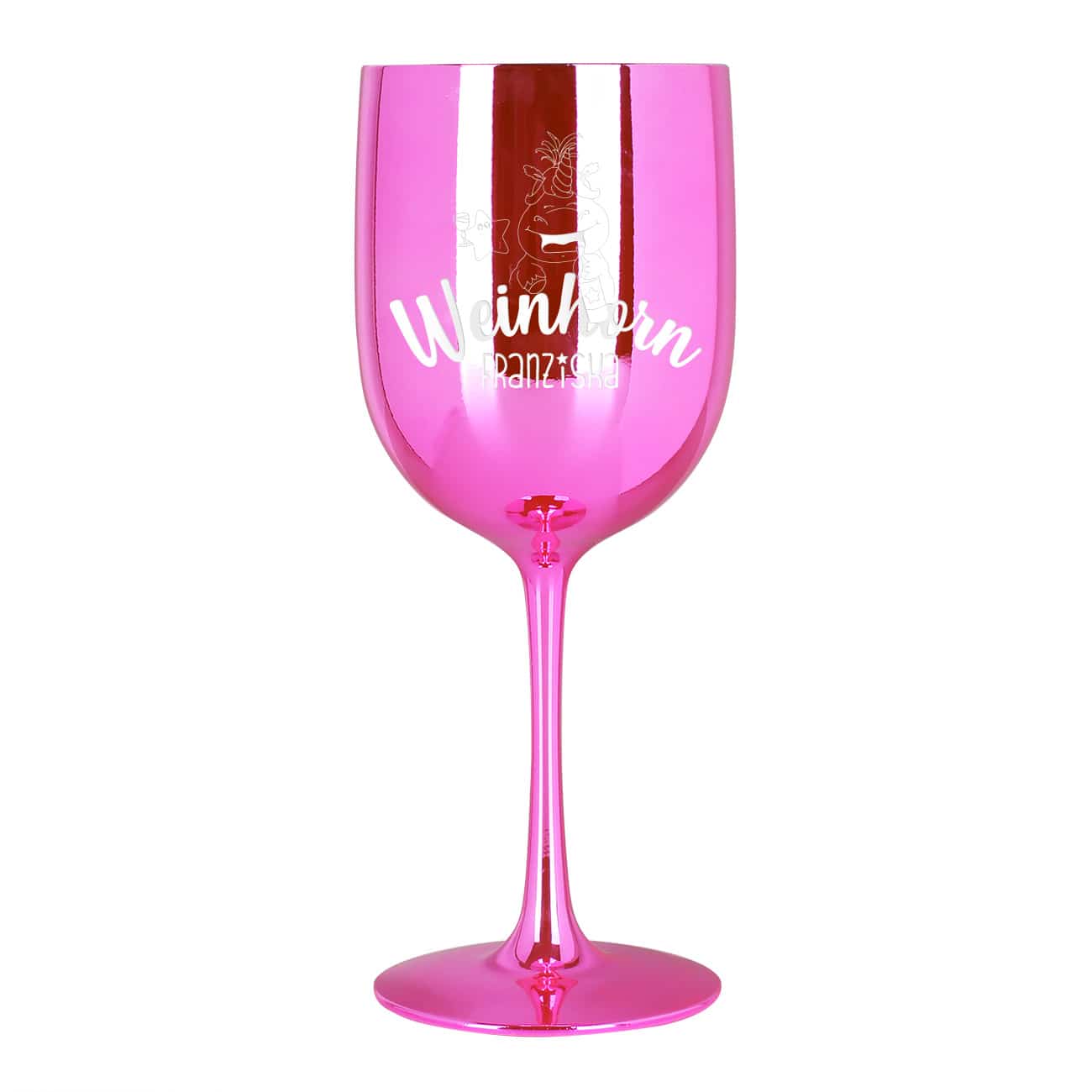 Weinkelch in Pink mit Gravur von Name