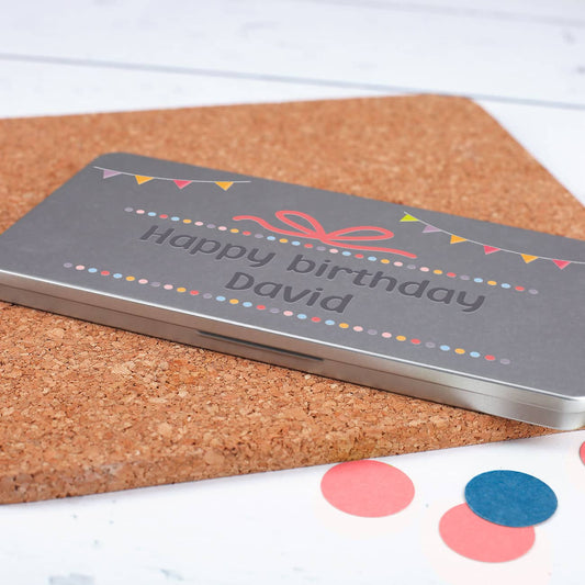 Flache Blechdose als Geschenkverpackung