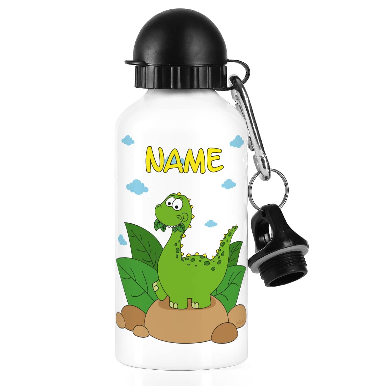Trinkflasche mit niedlichem Dino und Name