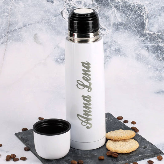 Thermoskanne mit Deckel als Trinkbecher