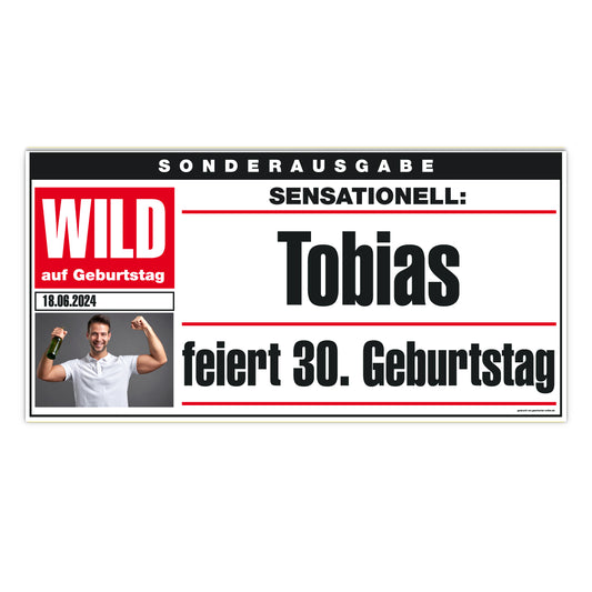 Großes Banner - Geburtstagszeitung - mit Foto und Wunschtext
