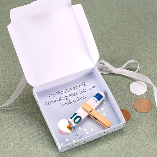 Happy Birthday 18 - Geschenkbox für Geldgeschenke mit Wunschtext