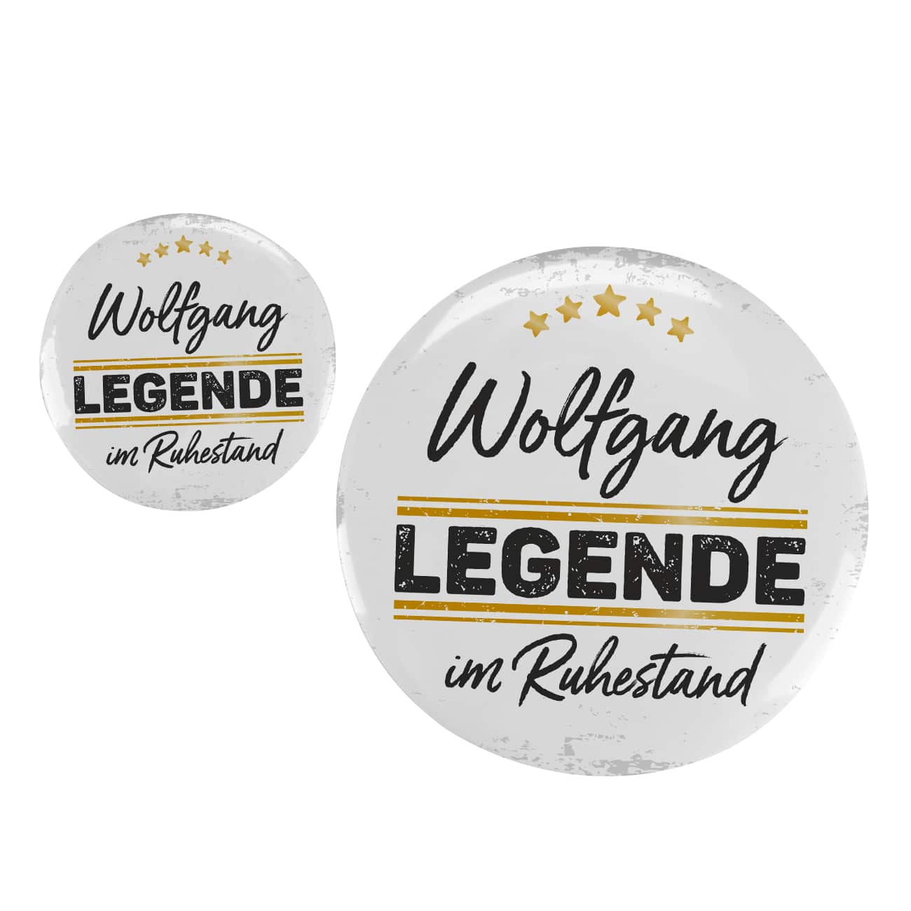 Button für Rentner mit Namensaufdruck