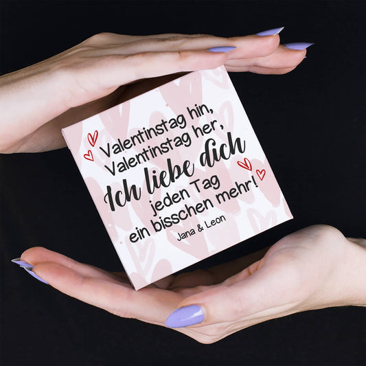 Ich liebe dich jeden Tag ein bisschen mehr!- 4 Lindorkugeln in persönlich bedruckter Verpackung