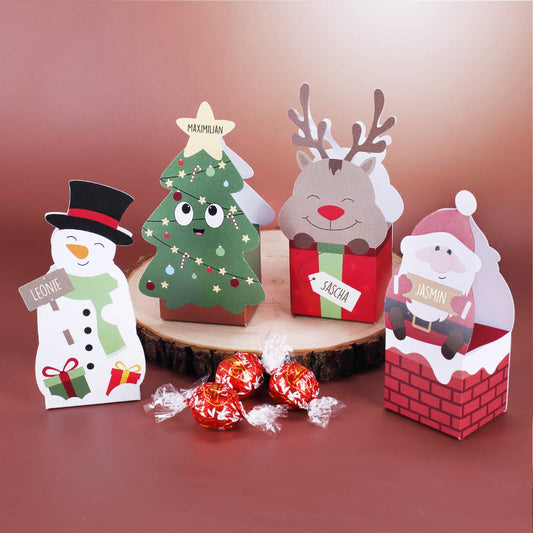 Faltschachteln zu Weihnachten mit 3 Lindor Kugeln