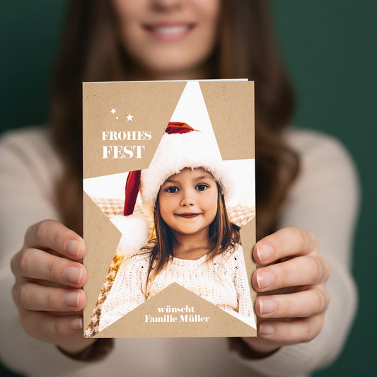 Weihnachtskarte mit 3 Wunschfotos