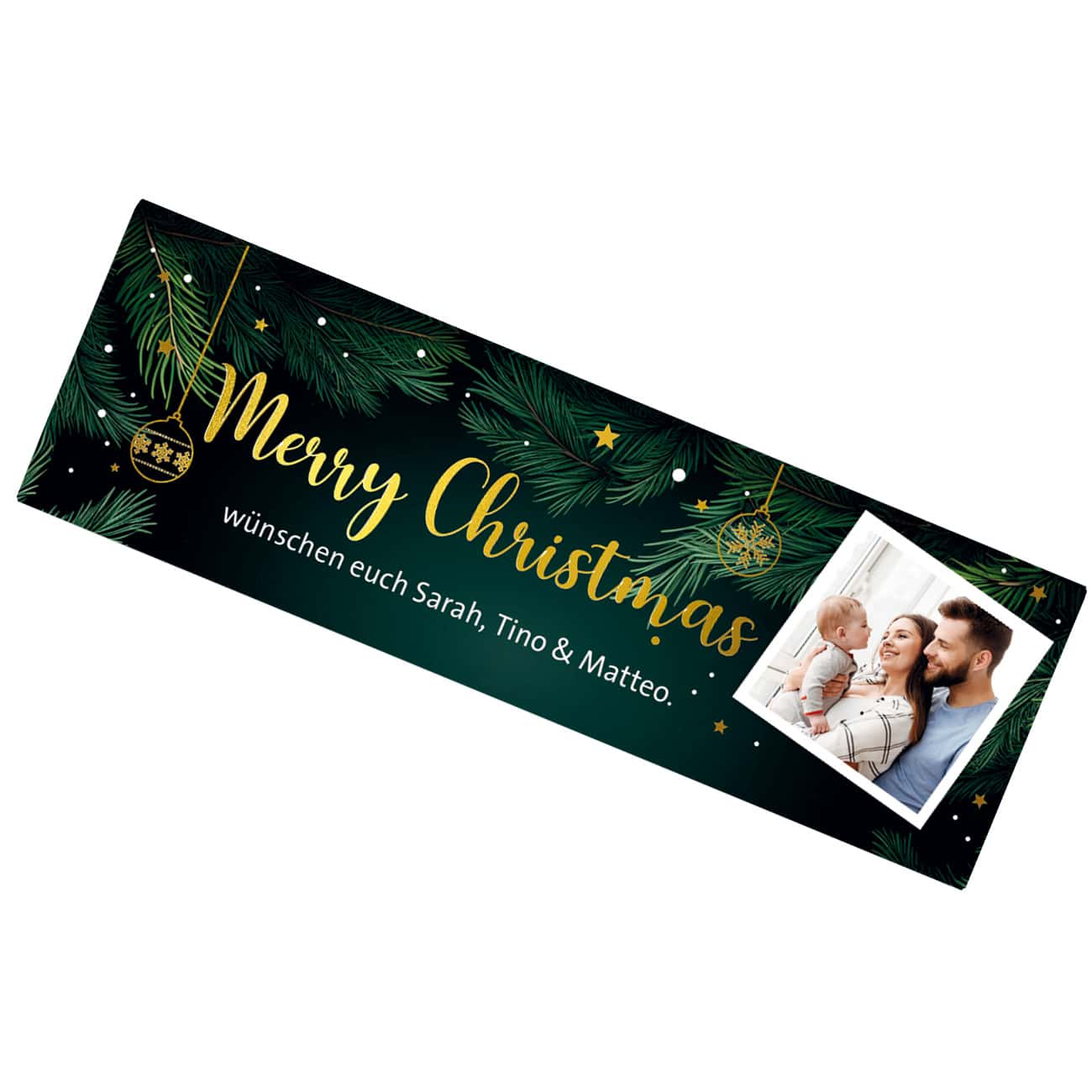 XL Weihnachts-Schokolade mit Foto und Golddruck