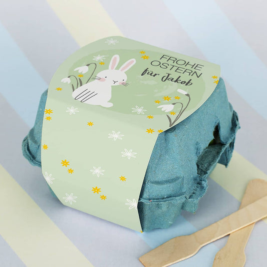 Karton mit niedlichem Hasen-Motiv personalisiert mit Ihrem Text nach Wunsch