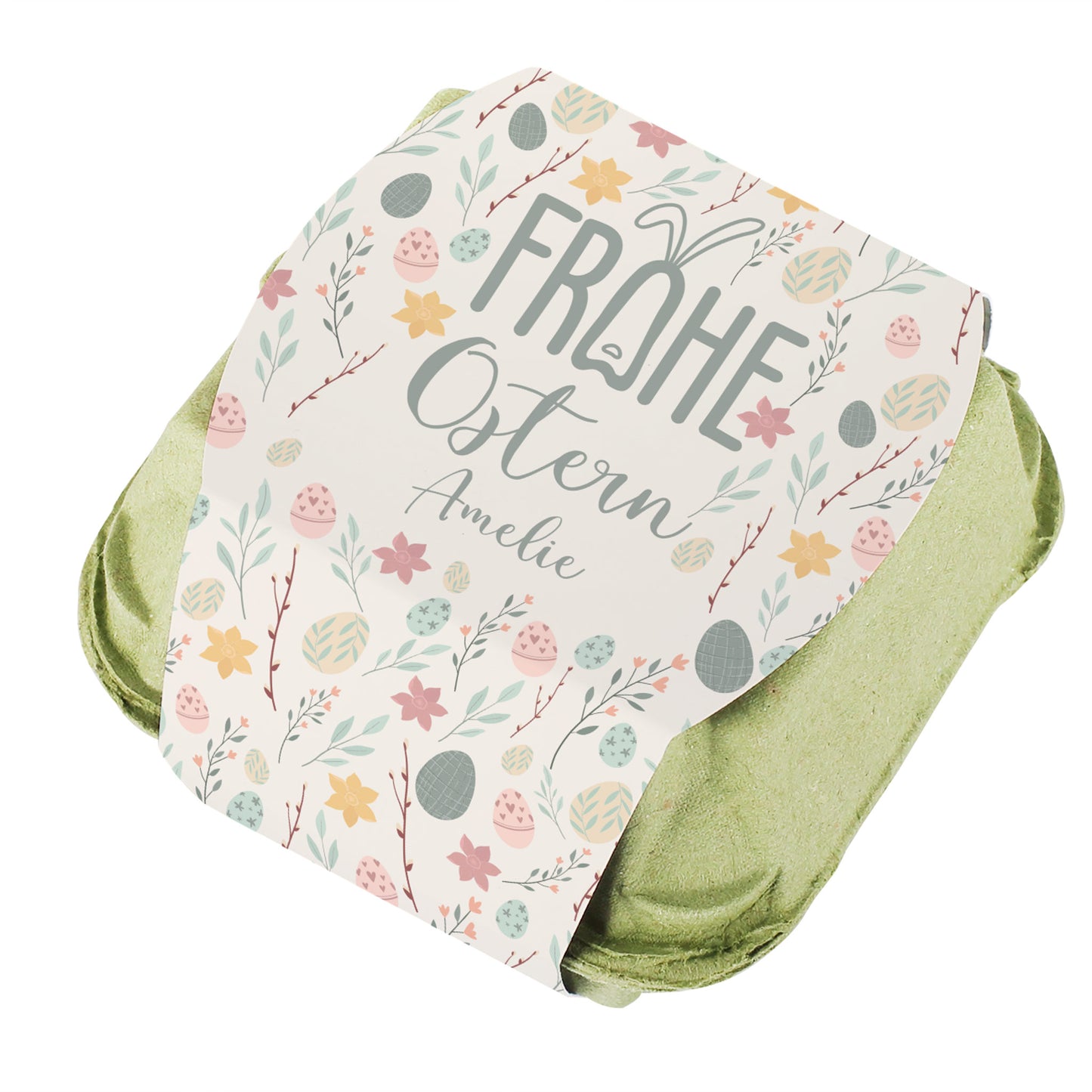 "Frohe Ostern" Schokoeier mit Wunschname & buntem Oster-Motiv