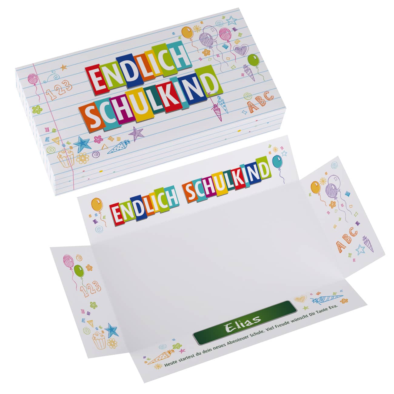 Endlich Schulkind - Geldgeschenk zur Einschulung personalisiert