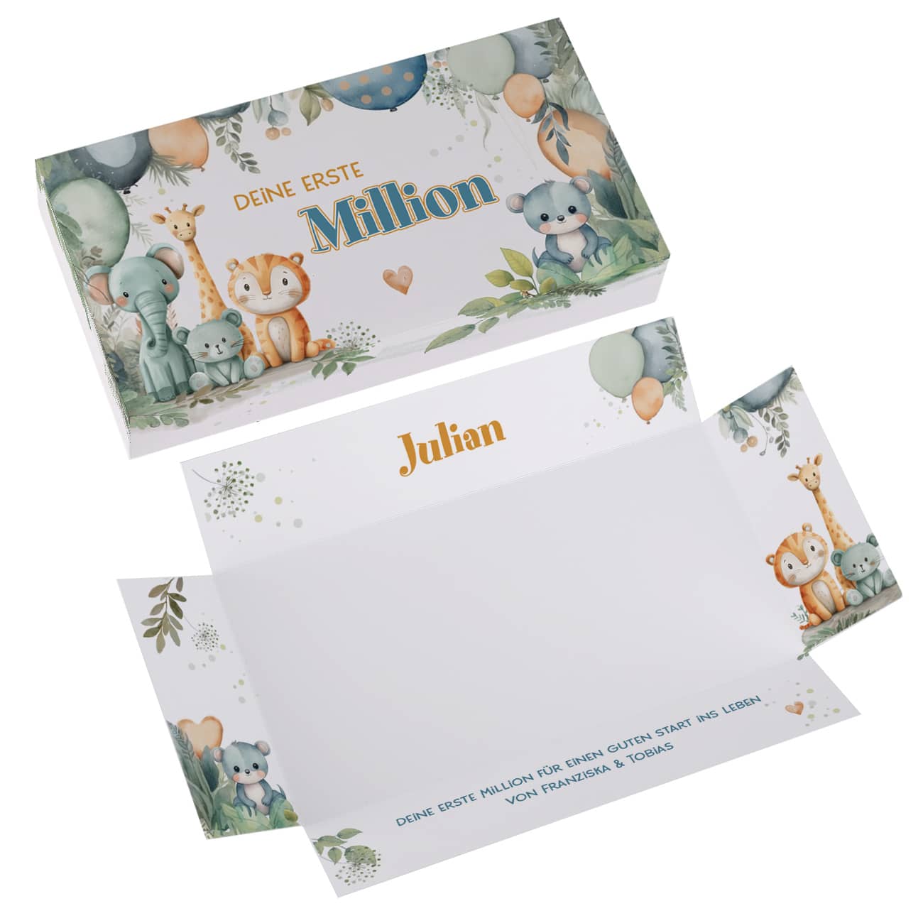 Deine erste Million - Überraschungsbox für Geldgeschenke zu Geburt, Taufe, Geburtstag