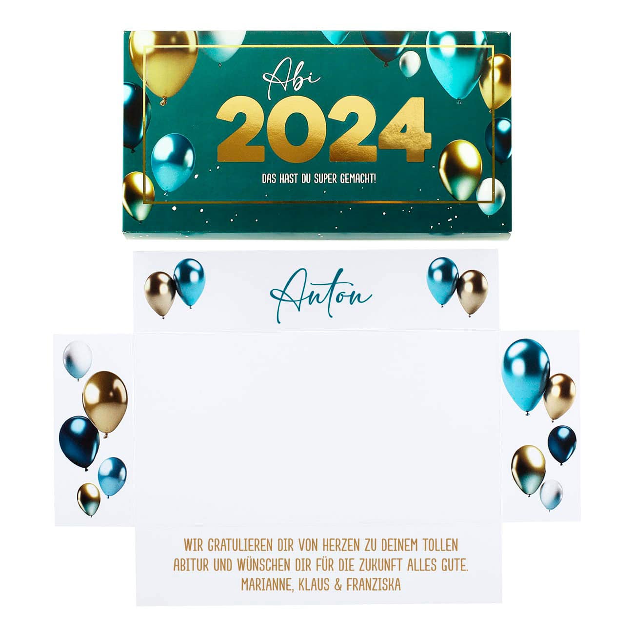 Geldgeschenk zum Abitur 2024 - persönliche Box mit Goldprägung