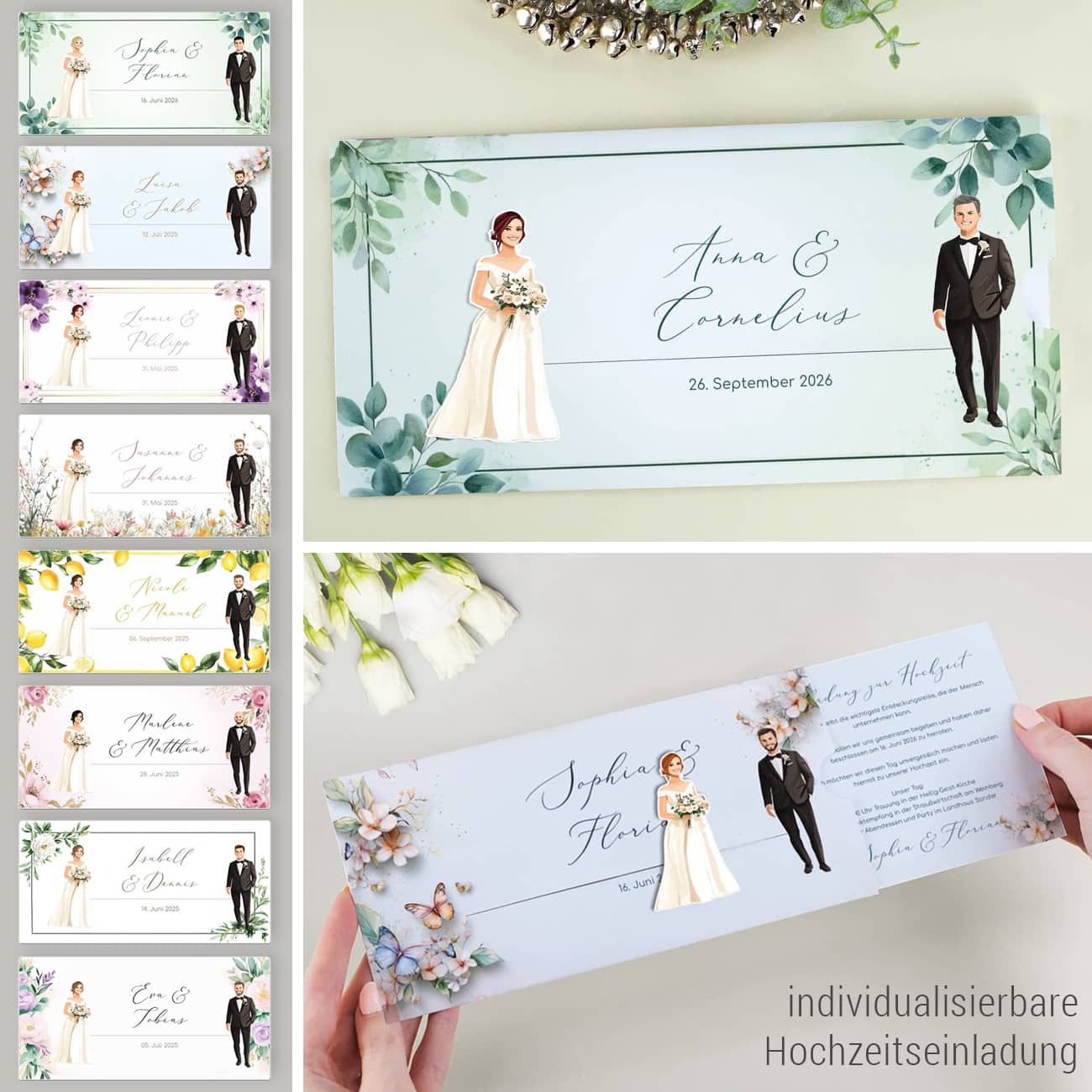 individuell gestaltbare Ziehkarte als Hochzeitseinladung