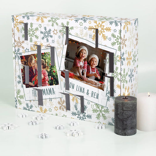Adventskalender zum Befüllen mit zwei Fotos und Ihren Wunschtexten