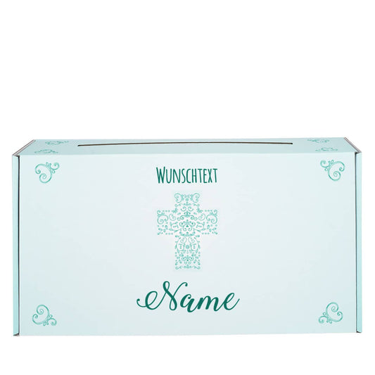Umlaufend bedruckte Briefbox mit Wunschname und Wunschtext