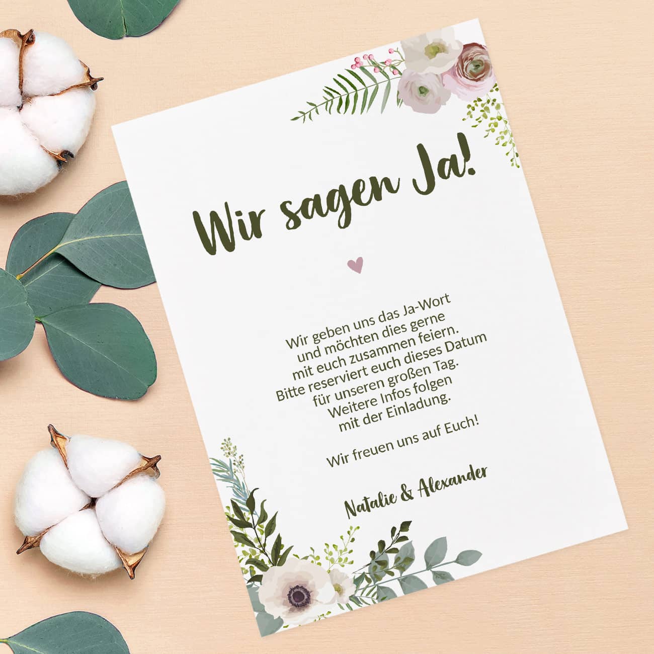 Rundum personalisierte Save the Date Karte