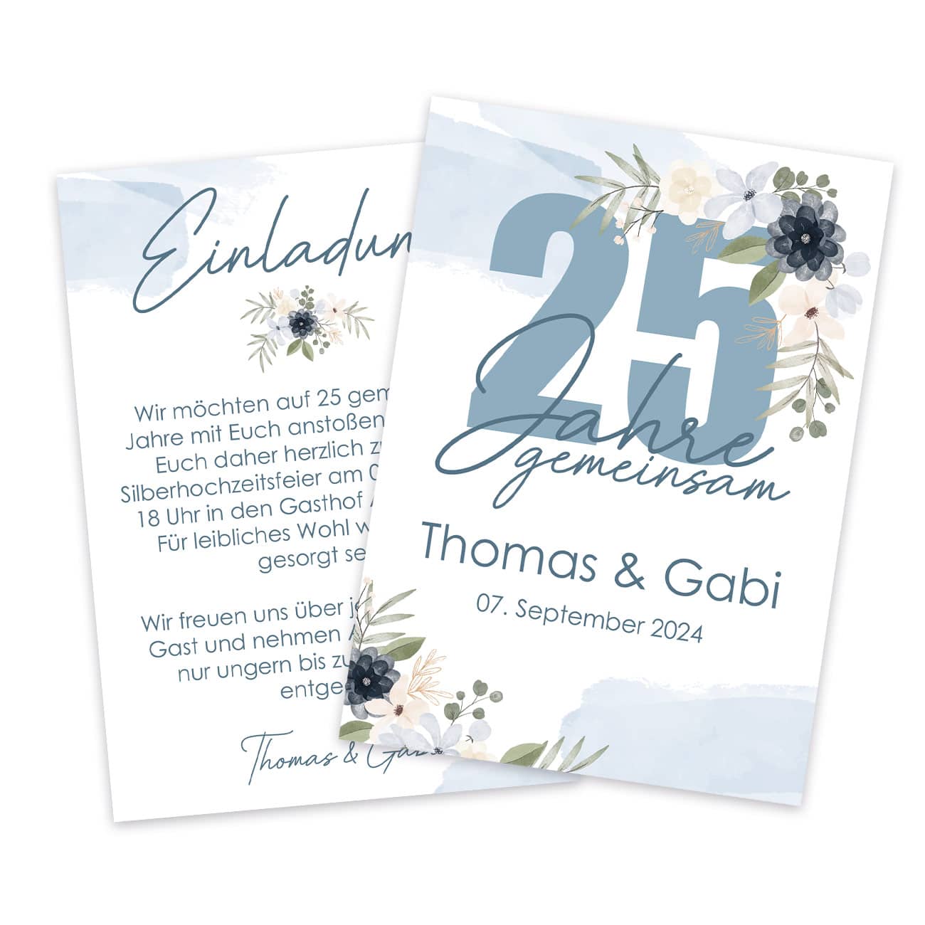 Einladungskarte Silberhochzeit personalisiert