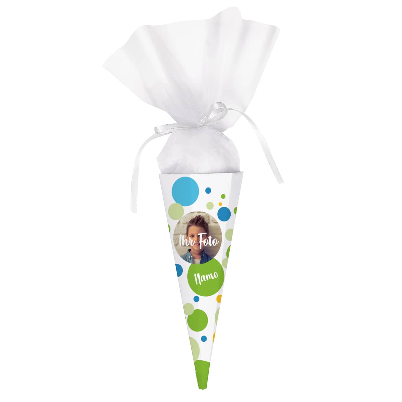 Zuckertüte mit Punkten, Foto und Wunschname