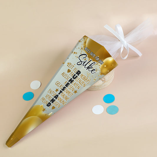 Verpackung zum Ruhestand - personalisierte Rentnertüte perfekt zum Verpacken von Geschenken zur Rente