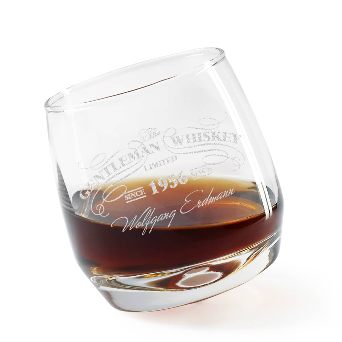 Rocking Whiskyglas mit Gravur Ihres Wunschnamens und Jahr im edlen Whisky-Design