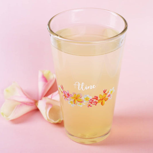 Stabiles Glas mit Namensaufdruck