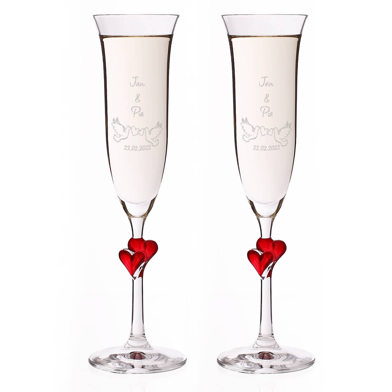 Zwei gravierte Sektgläser als persönliches Geschenk zur Hochzeit