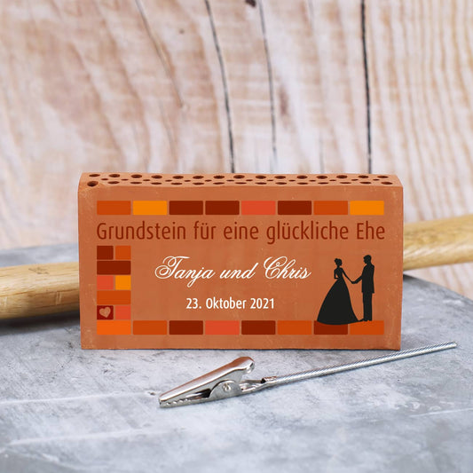 Ziegelstein als Geldclip zur Hochzeit