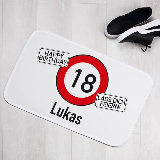 Badematte zum Geburtstag mit Verkehrszeichen