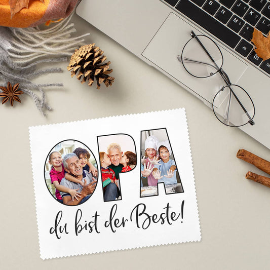 Opa Brillenputztuch mit Ihren Wunschfotos