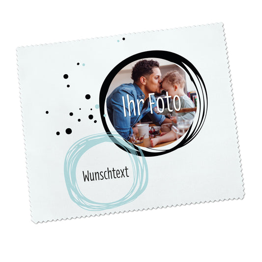 Brillenputztuch mit Ihrem Foto und Wunschtext