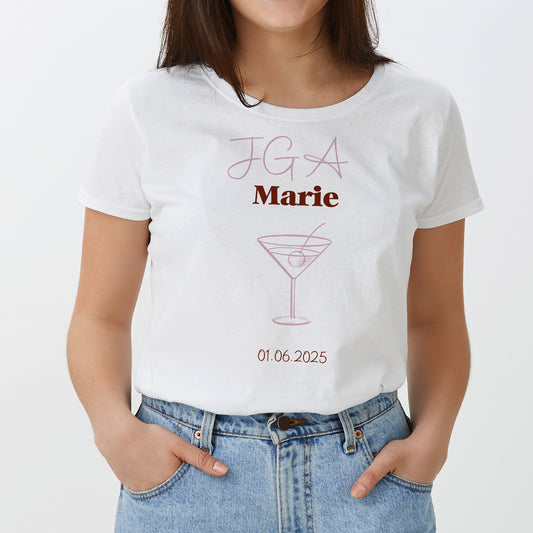 T-Shirt für den JGA | Personalisiert für Braut & Team Braut | Weiß