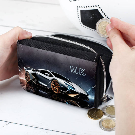 Geldbörse mit coolem Rennwagen-Motiv und Name