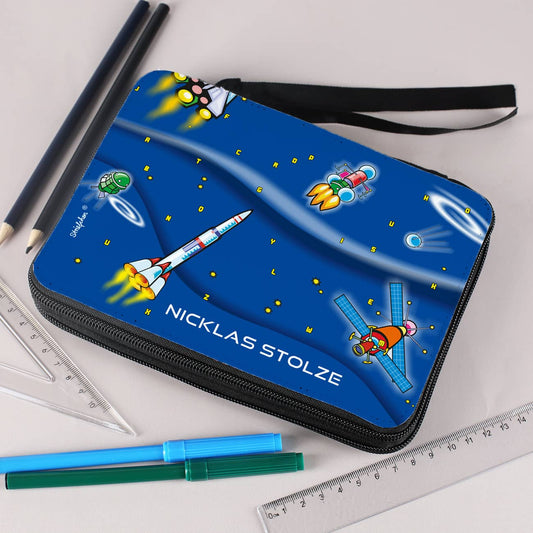 Federmappe mit Astronauten-Motiv und Namen