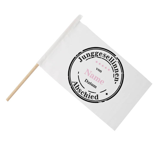 Fahne zum Jungesellinenabschied mit Name und Datum