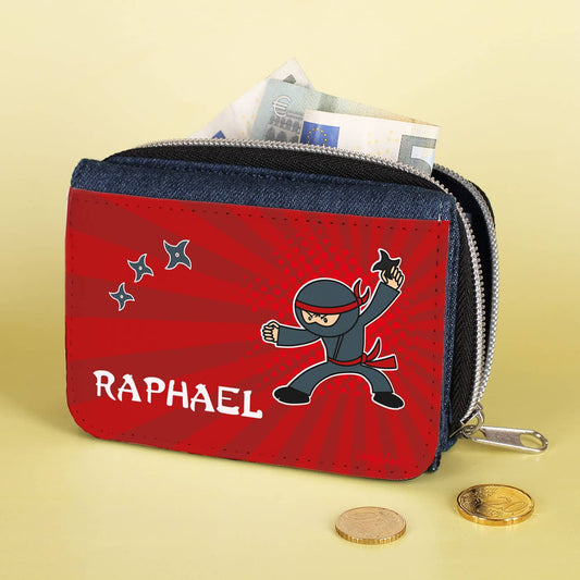 Ninja - Geldbörse mit Name für Kinder