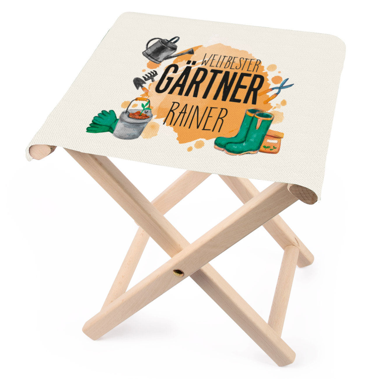 Persönlicher Klapphocker für den Garten