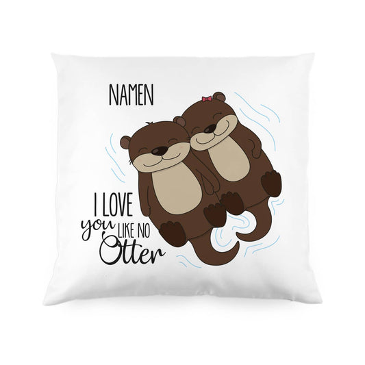 Kissen "I love you like no Otter" mit Otterpaar und Wunschnamen