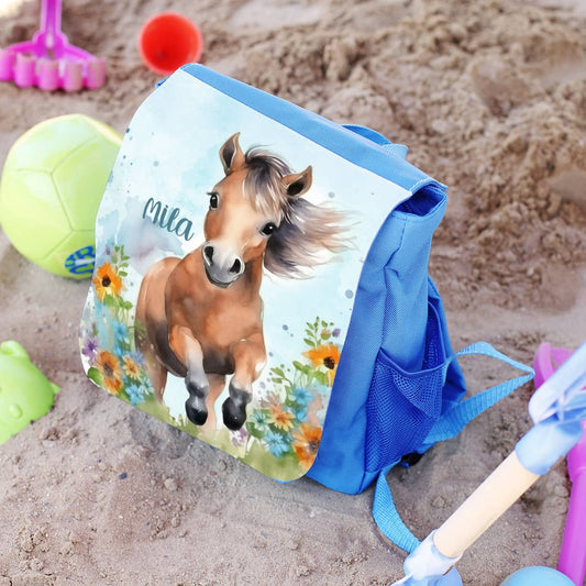 Kindergartenrucksack mit Pferdemotiv und Wunschname bedruckt