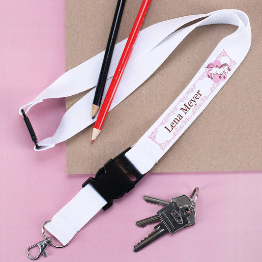Schlüsselband mit Name und Pink Pony