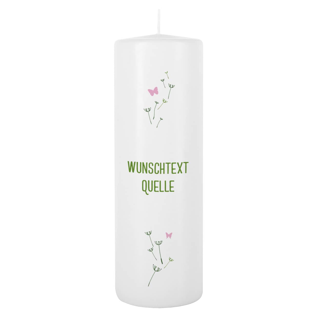 Kerze zur Taufe, Kommunion oder Konfirmation, mit Pusteblume