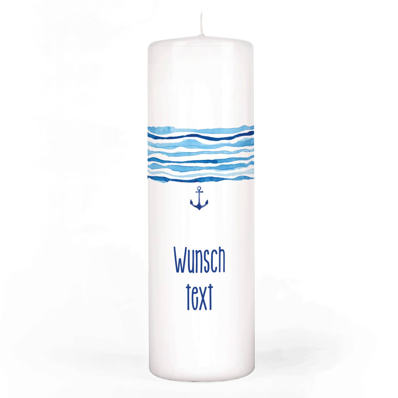 Persönliche Konfirmationskerze mit Anker und Wasser