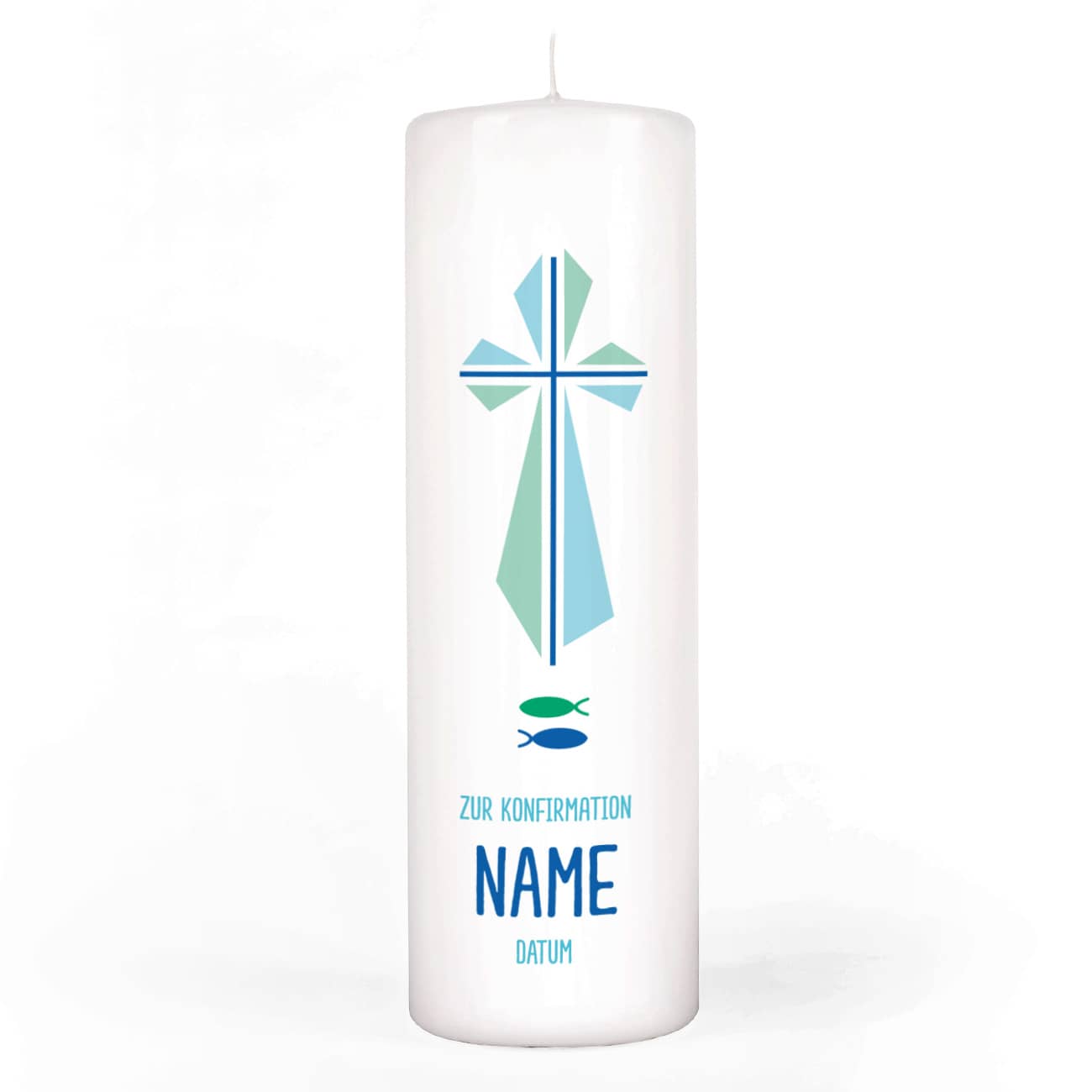 Konfirmationskerze für Jungen - Er hat seinen Engeln befohlen... mit Name und Datum