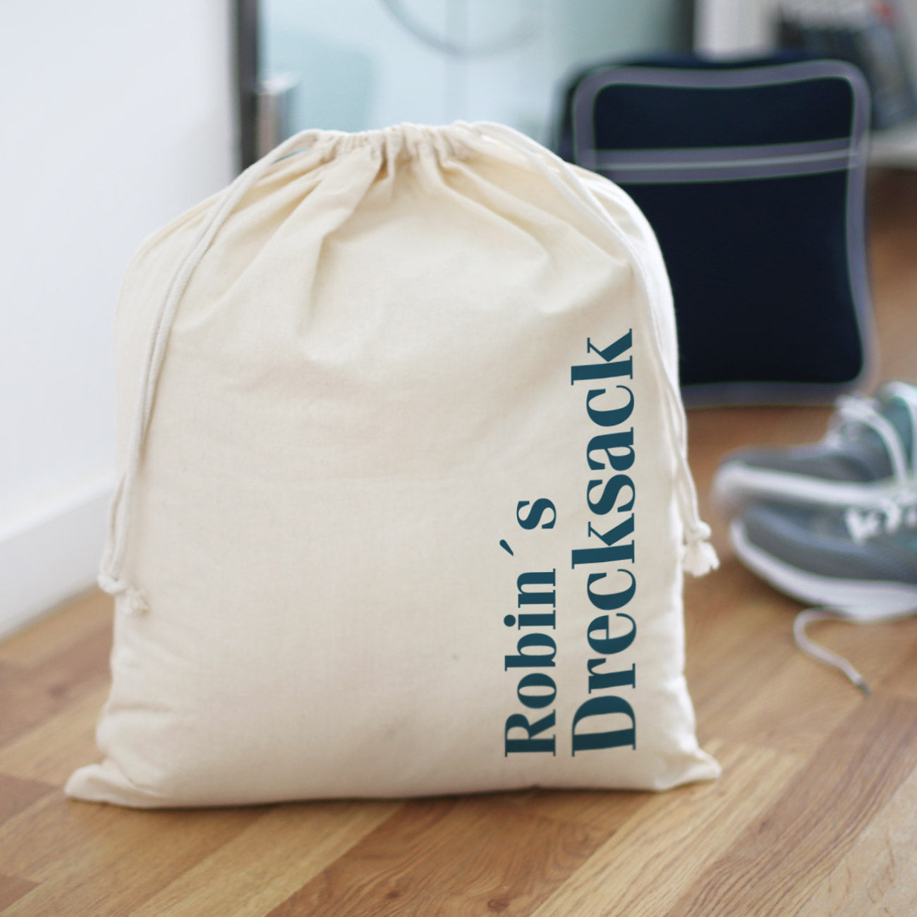 persönlicher "Drecksack" für Schmutzwäsche mit Ihrem Wunschnamen