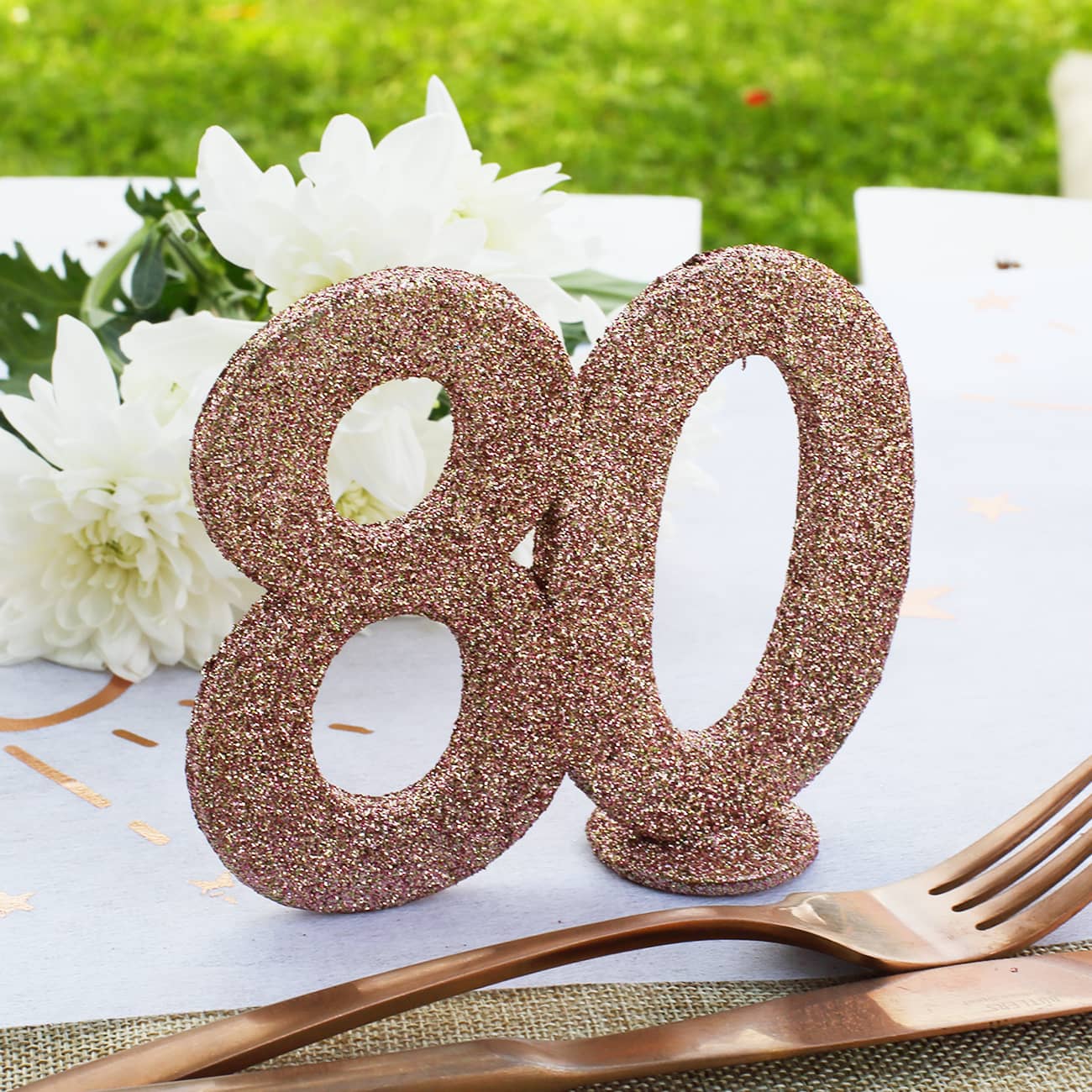 Tischdekoration Glitzerzahl 80