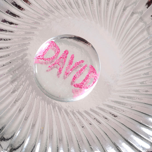 4 runde Dekosteine transparent