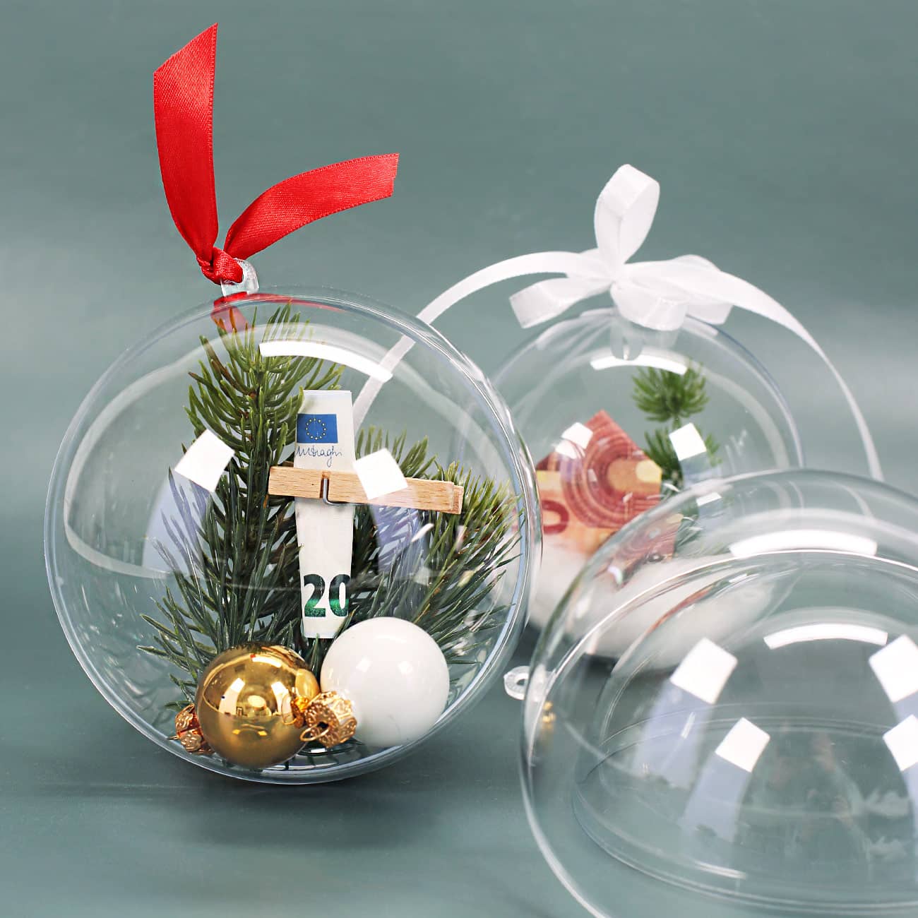 Transparente Dekokugel als Geschenkverpackung und Dekoration