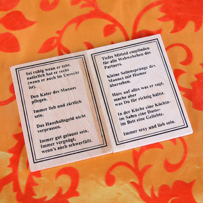 Holzbuch 10 Gebote für die Ehefrau