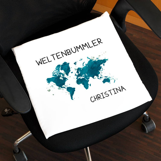 Sitzkissen Weltenbummler, einseitig bedruckt