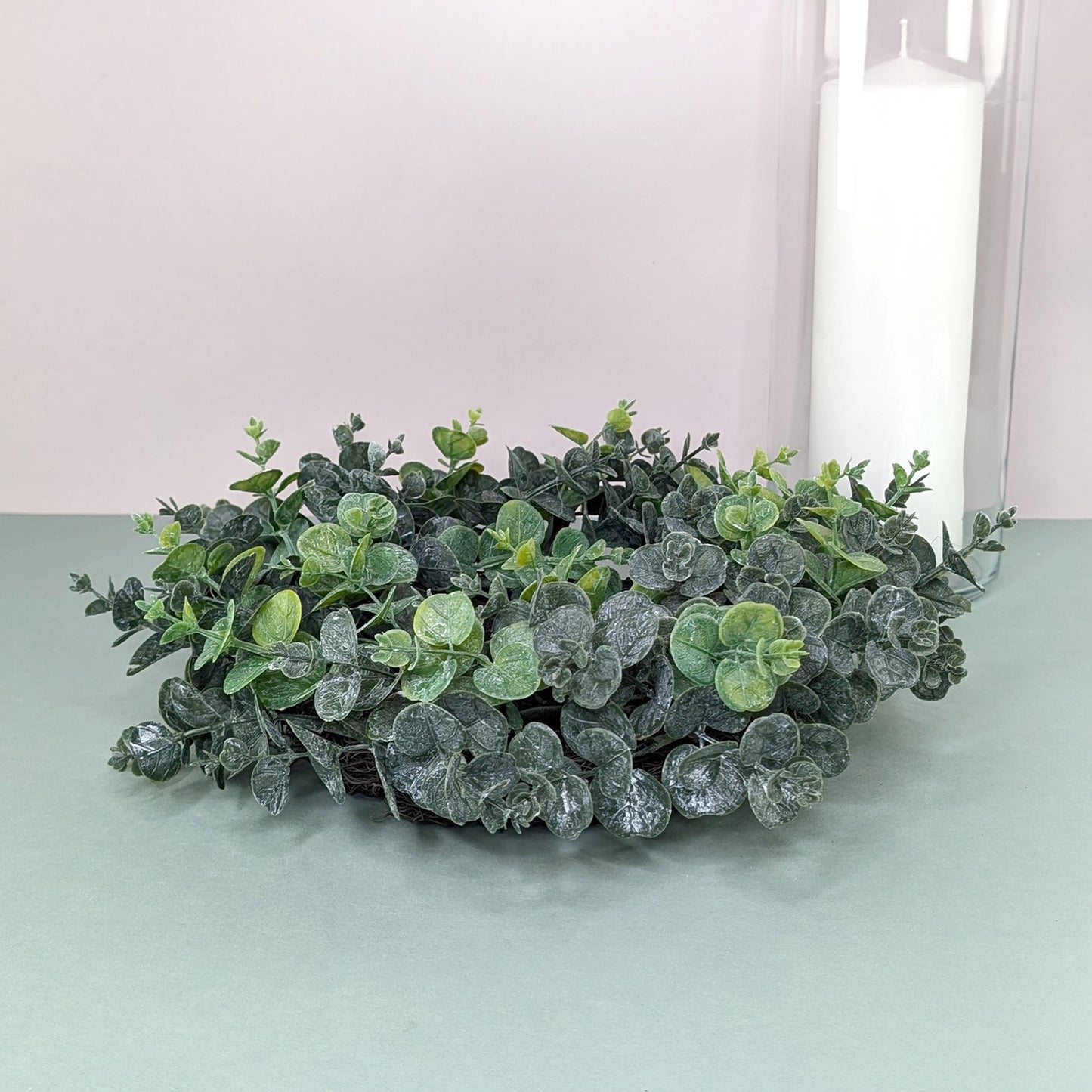 Seitenansicht des künstlichen Eukalyptuskranz 