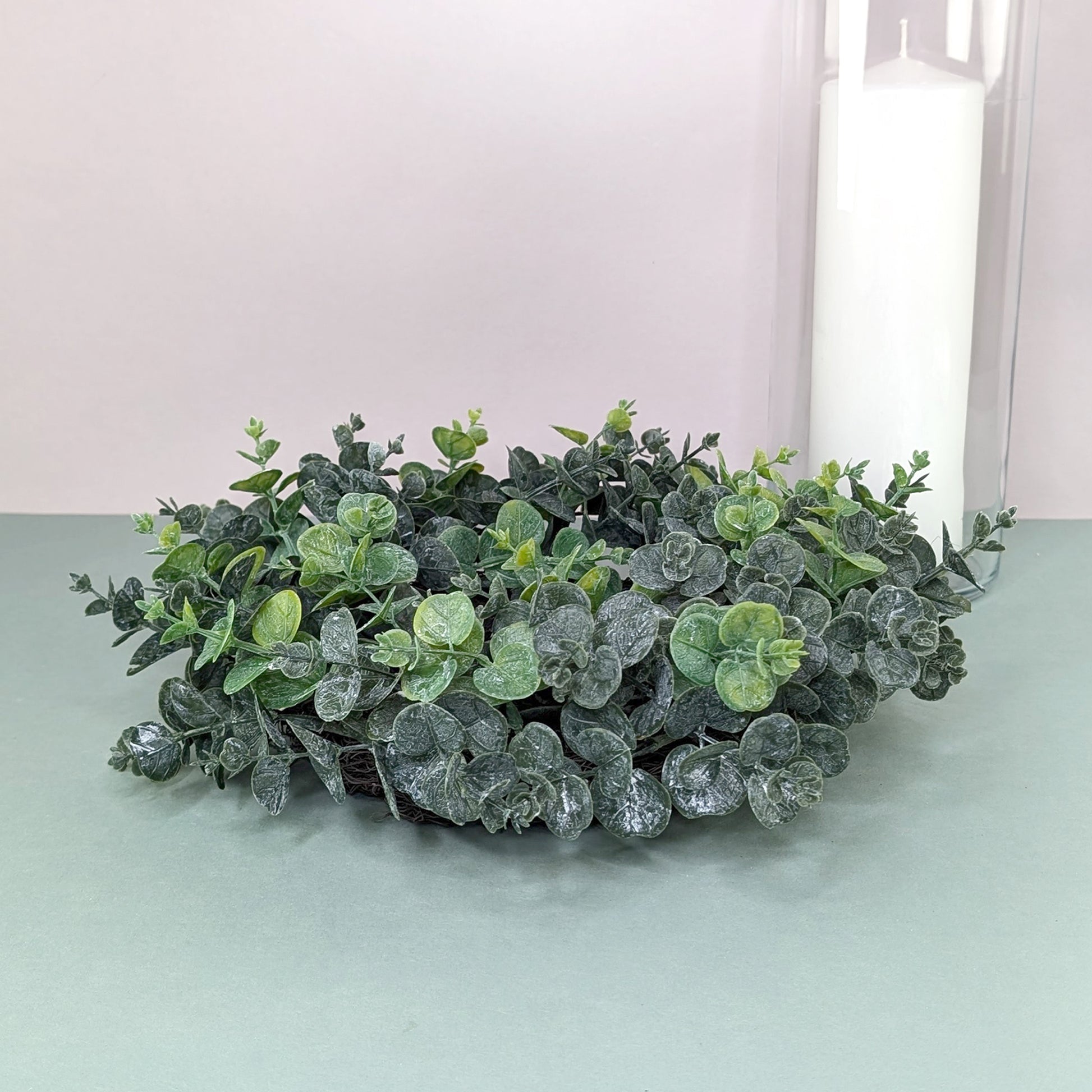 Seitenansicht des künstlichen Eukalyptuskranz 